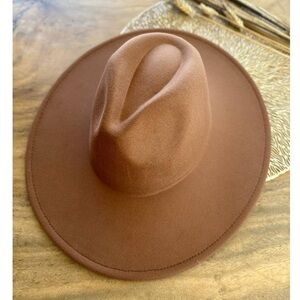 Tan Felt Flat Brim Hat